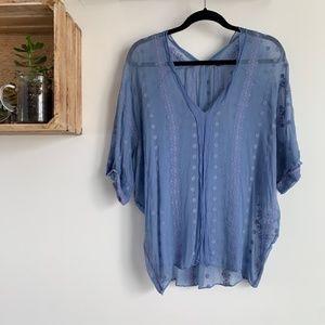 Anthropologie periwinkle 100% silk top medium